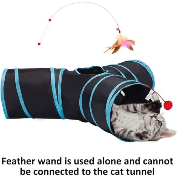 Pet Cat Tunnel Tube Cat Toys 3 Way Collapsible, Tunnels for Indoor - Picture 2 of 14